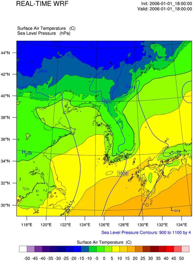 Fig. 4.20. Surface weather chart at 18 UTC, 1 January 2006