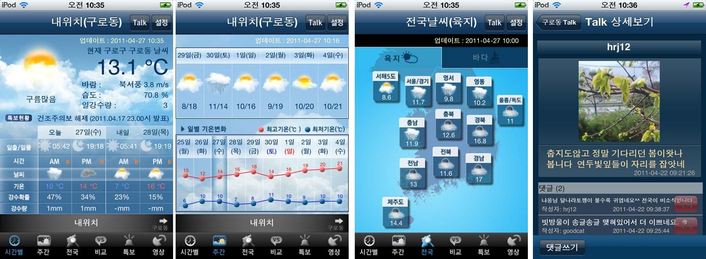 (Fig. 2.10) 153웨더 날씨 App 화면