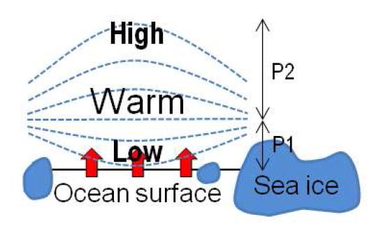 Diagram about generating the zonally elongated cyclonic anomaly at upper troposphere.