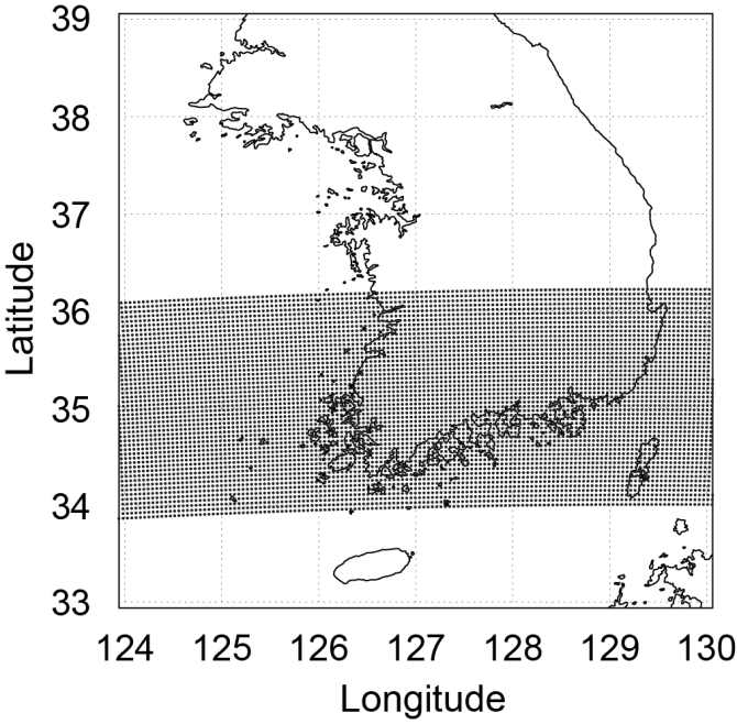 Fig. 3.3. Maximum PR measurement pixels over the Korean peninsula.
