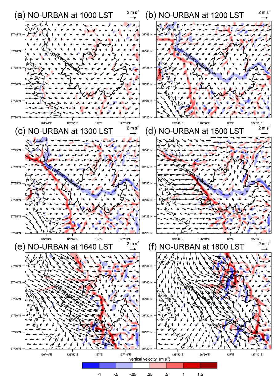 Same as in Figure 4.5 but for the NO-URBAN simulation.