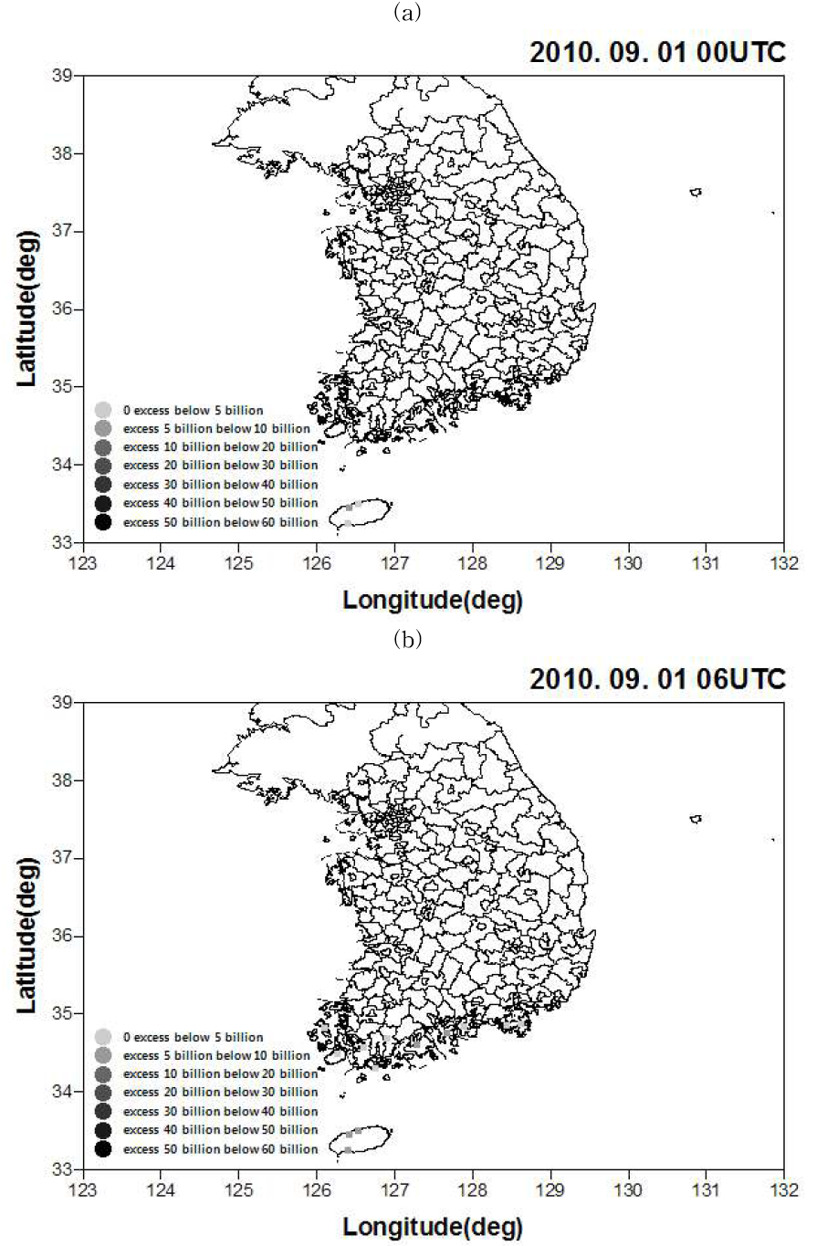 Distribution of damage cost by typhoon Kompasu.