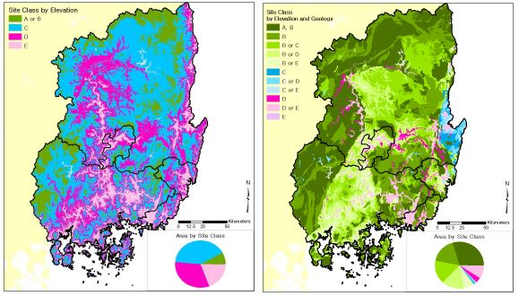 Figure 3.5.1.3 지질도 기반으로 한 고도와 시대별 암상에 따른 지반분류