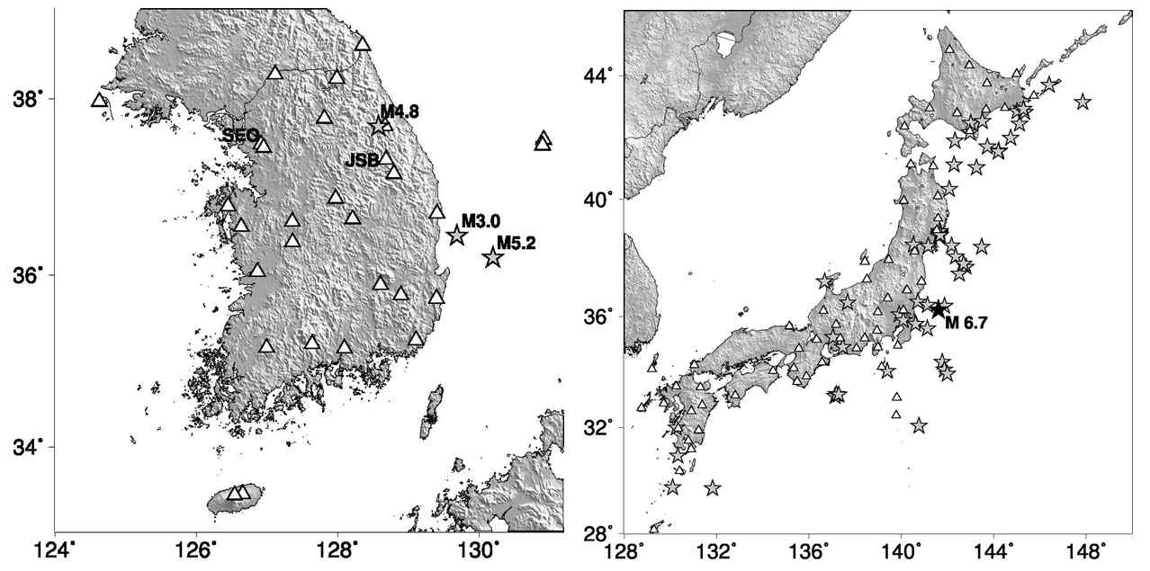 Figure 3.3.6 Earthquake and station locations for analysis.