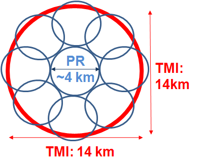 Figure 11. The schematic diagram of collocated pixels between TMI and PR.