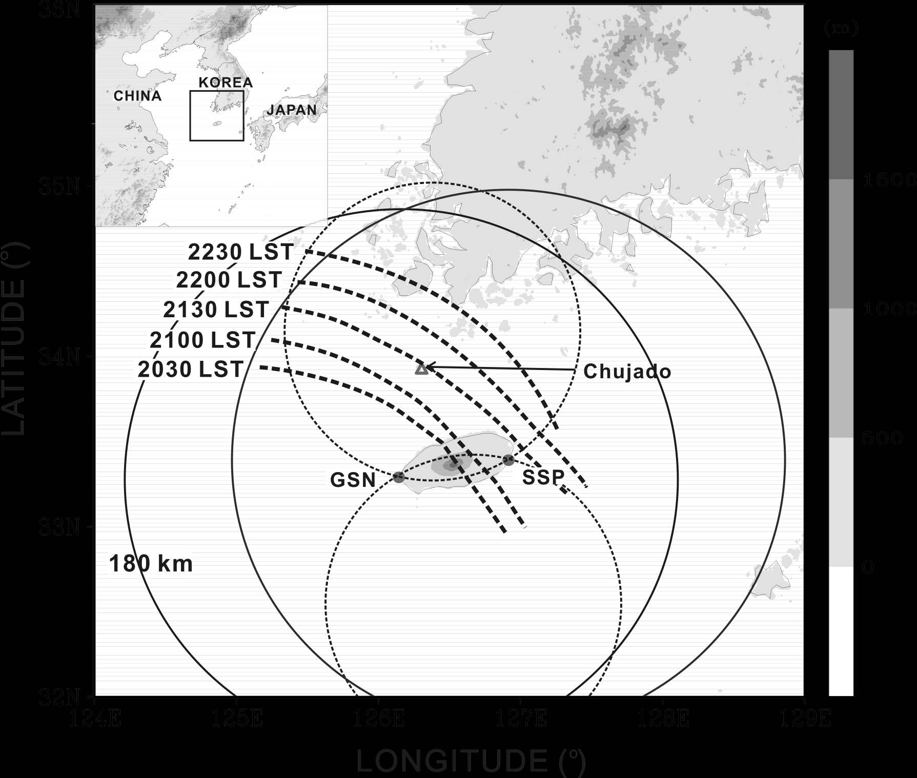 Fig. 3.5.1. Geographic map of Korean Peninsula in East Asia