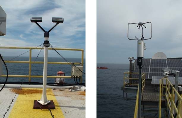 Fig. 3.1.14. Photographs of (a) Parsivel (Particle size and velocity) and (b) UVW (Ultrasonic Anemometer).