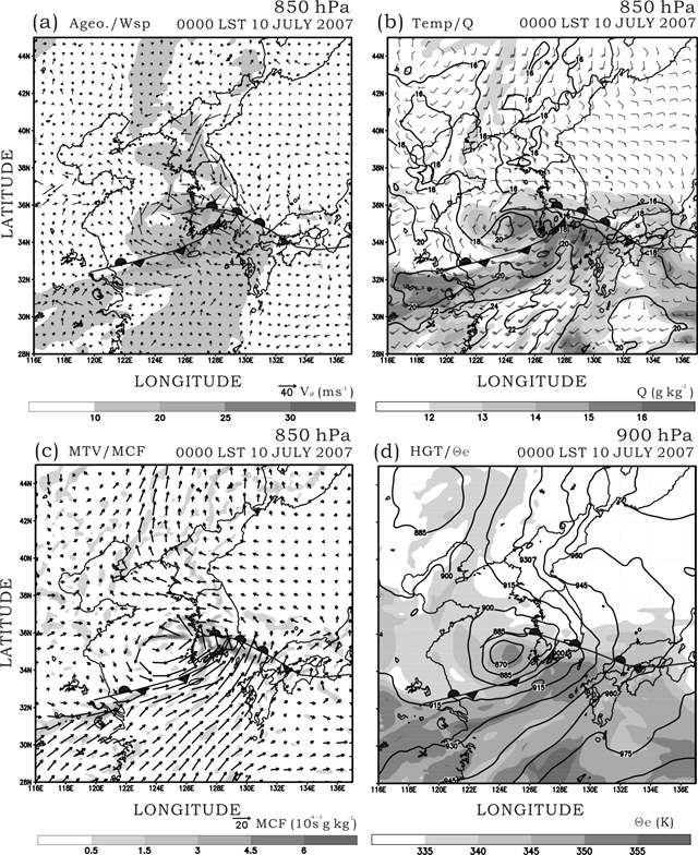 Fig. 3.3.7. Mesoscale analysis for 0000 LST 10 July, 2007