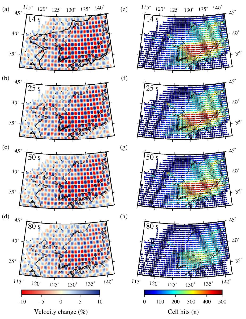 Checkerboard test map and cell hits map.