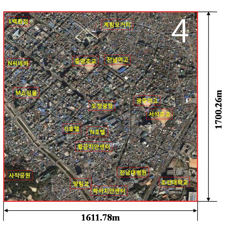 Figure 3.1.1. Satellite picture for the central region of Kwangju metropolitan city