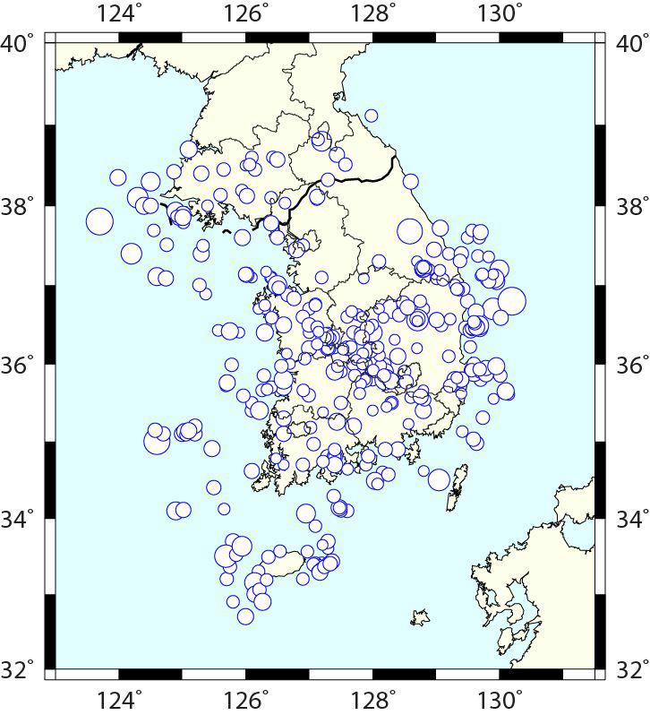 Map showing 362 seismic events that used in this study