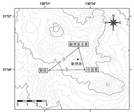 그림 I-2-42. 신모에다케 화산의 관측점(GPS)