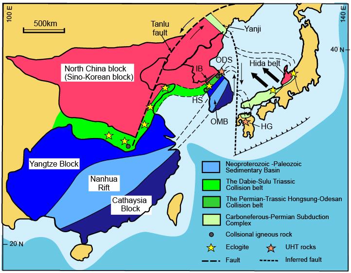 Simplified geo-tectonic framework in east Asia