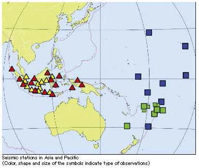 아시아와 태평양에서의 지진 관측 현황