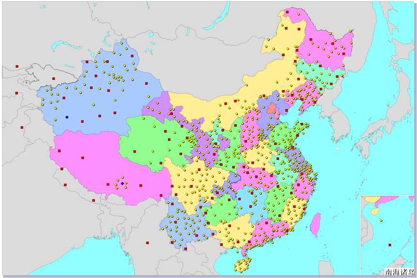중국의 지진관측망 분포