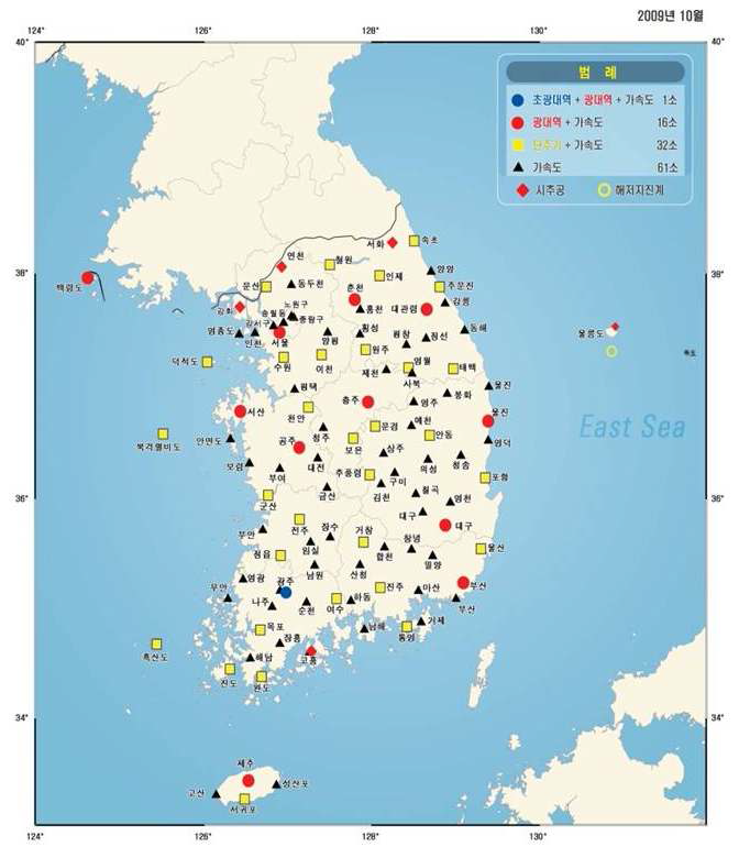 기상청의 지진관측소 현황