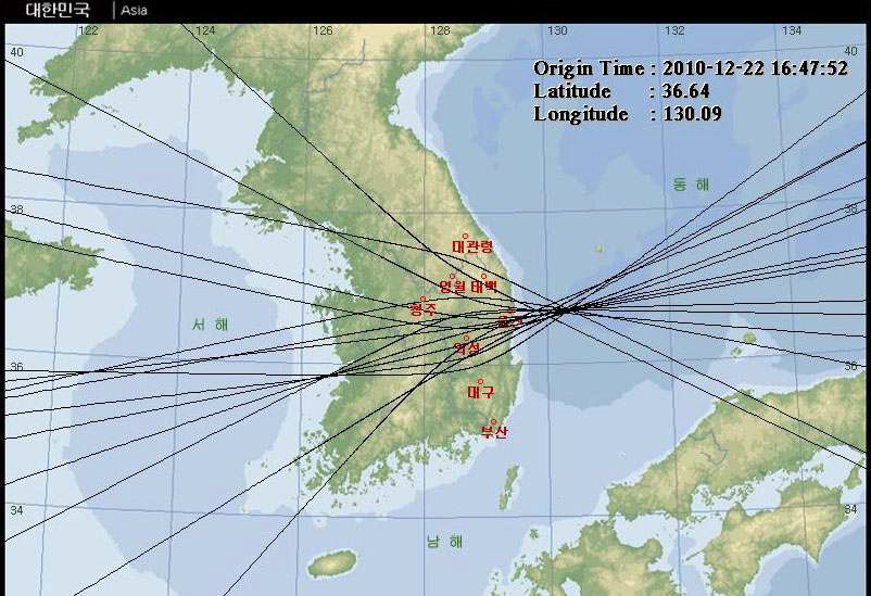 그림 3.39 울진 지진 최초감지 18초 후