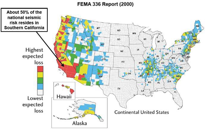 그림 2.14 US Seismic Hazard Map