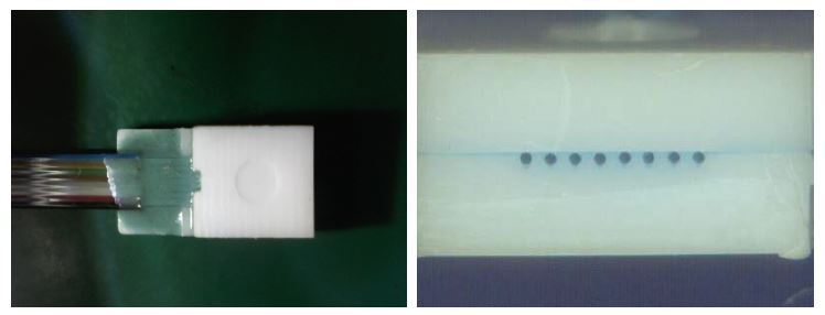 (그림 3-19) 세라믹 기판을 이용하여 제작된 광섬유어레이
