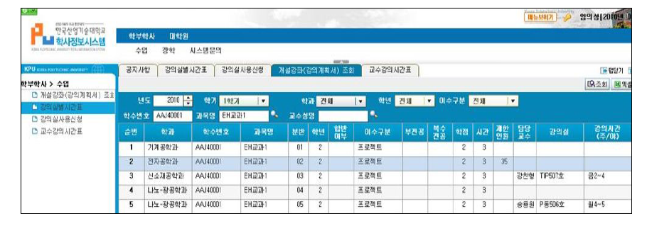 EH교과 정규교과목 운영 현황