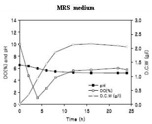Cultivation profile of Leuconostoc citreum in MRS medium.