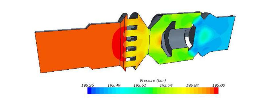 Sectional distribution of pressure of NRV