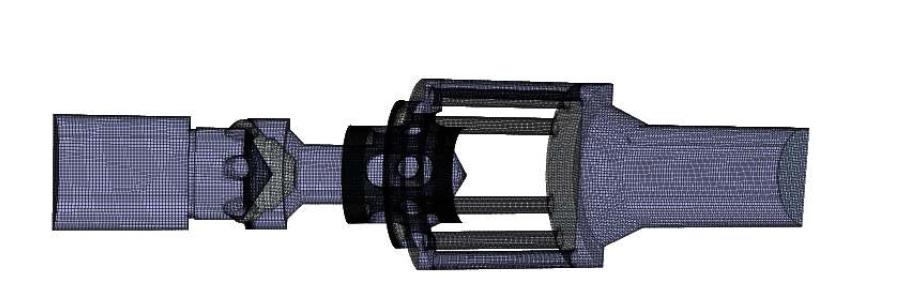 Meshing of breakaway coupling flow volume.