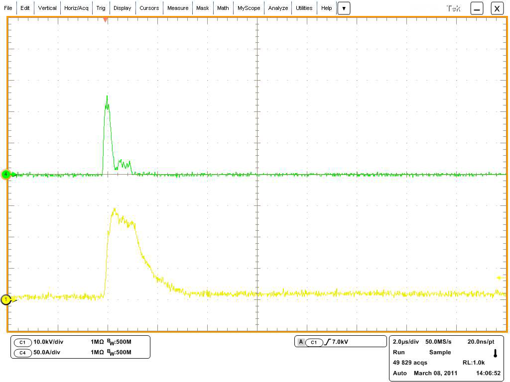 Pulse applied voltage 25 kV.