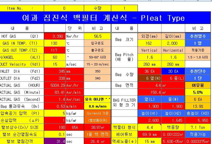 50,000CMH급 상용화규모 PM/HAPs 동시처리용 융합형장치 설계 계산 프로그램