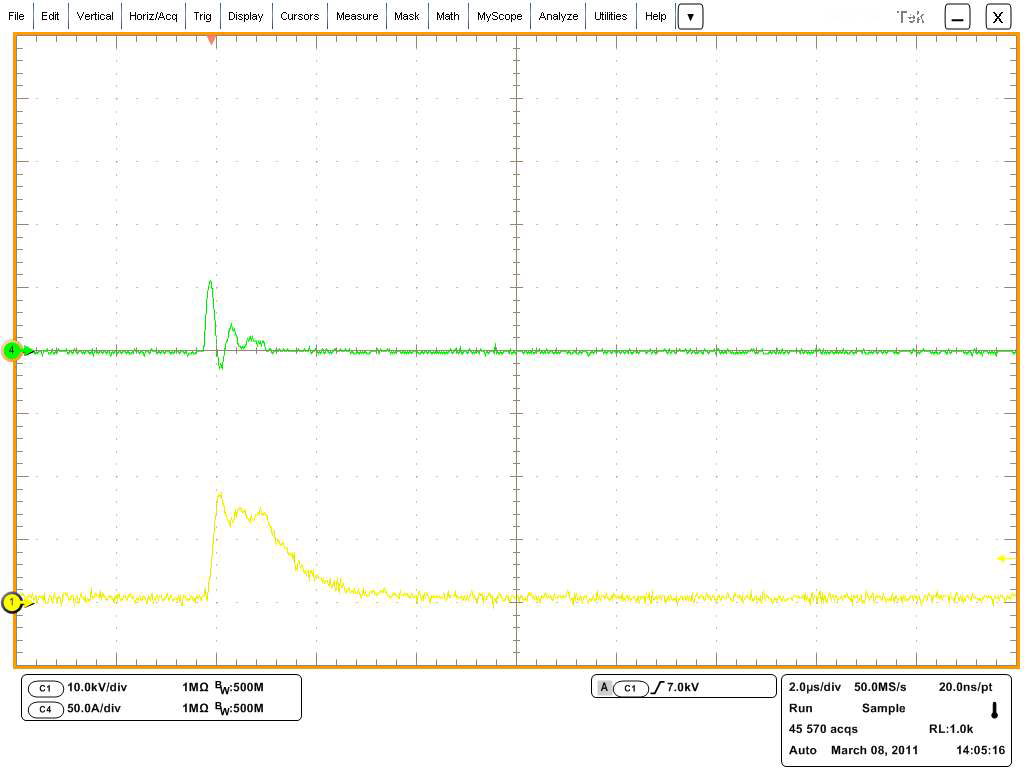 Pulse applied voltage 10 kV.