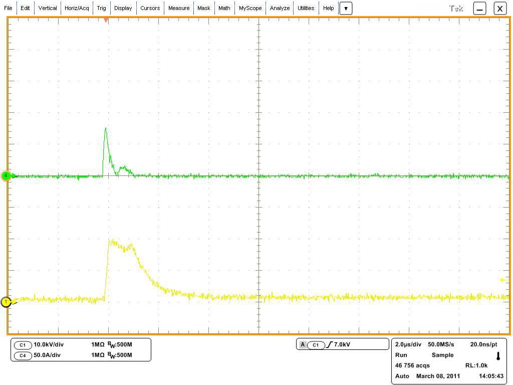 Pulse applied voltage 15 kV.