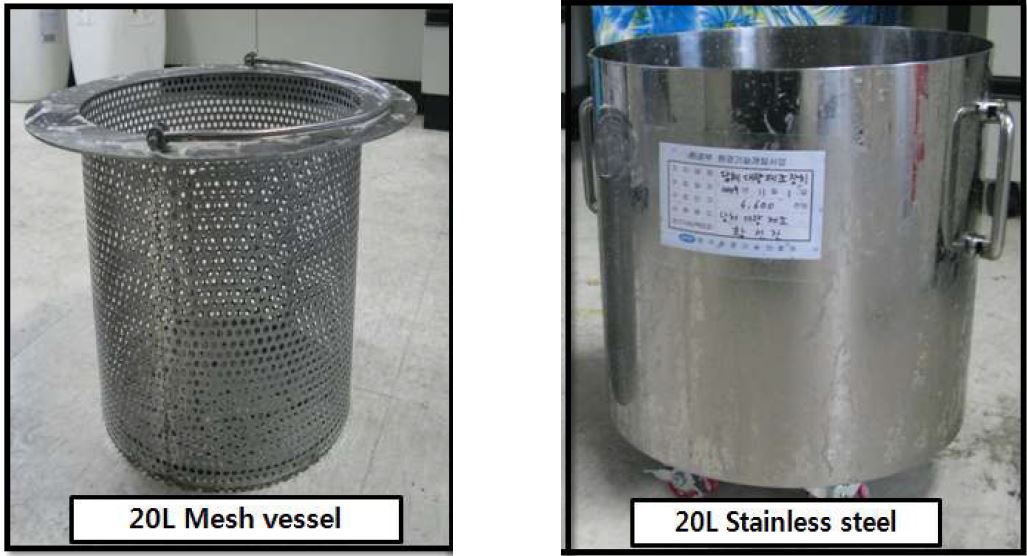 그림 3-15. 담체 대량제조장 치 의 mesh vessel 및 담지액 저장용기