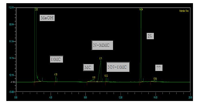 Fig. 1-12. Gas chromatography of typical product (Identified by GC/MS).