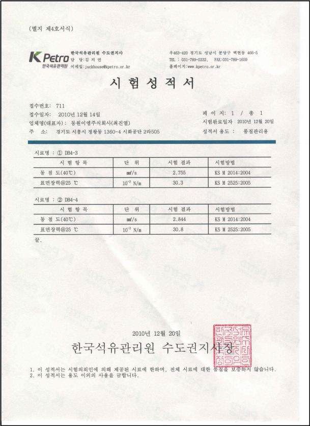 Result of Physical properties Test(DB4-3～DB4-4)