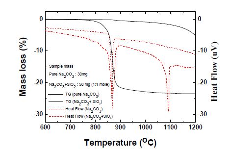 Na2CO3의 TG-DSC 분석 결과.