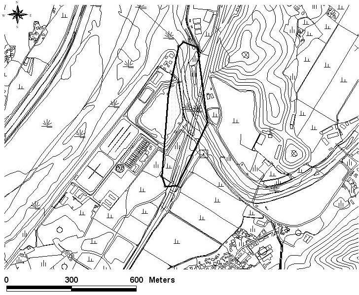 Figure 58. 100% minimum convex polygon home range of radio-tracked ♂1 P.abramus.