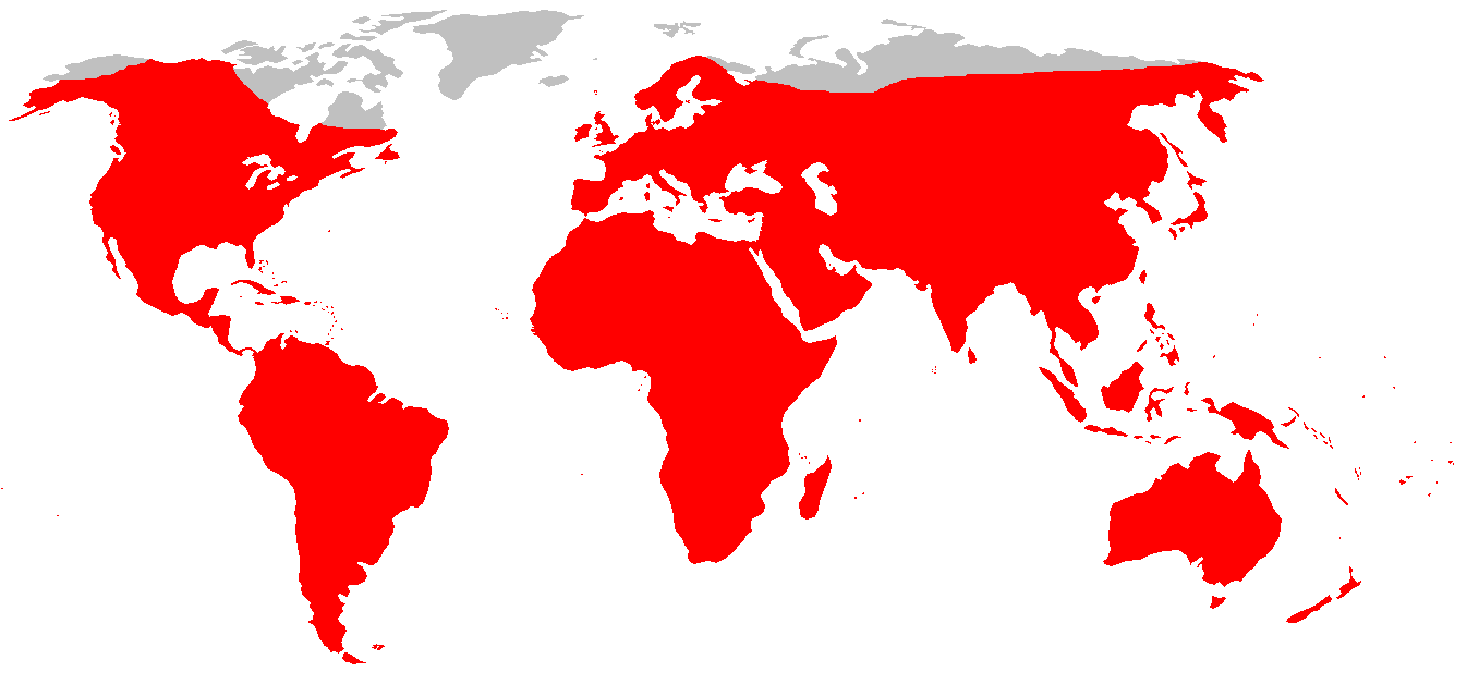 Figure 21. Global distribution of Rattus norvegicus.