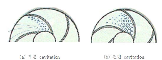 그림 3.107 부분 cavitation과 전면 cavitation