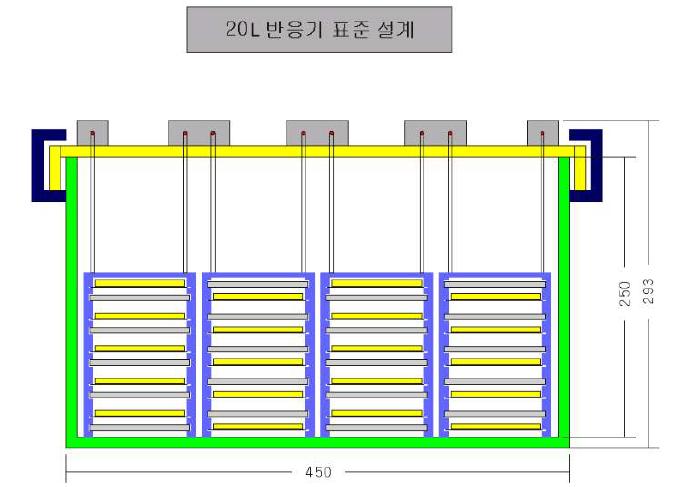 20L 반응기 표준 설계도(정면도, 측면도)