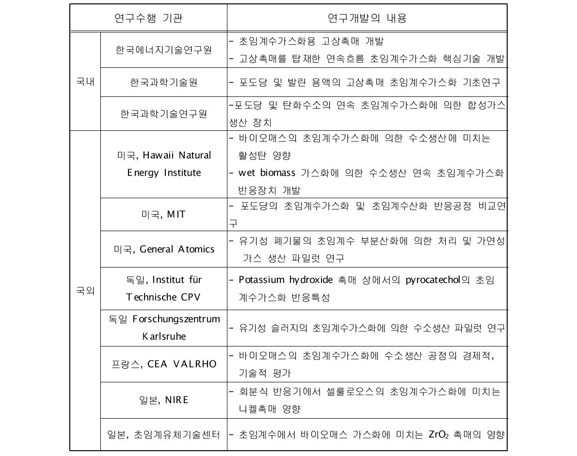 국내⋅외 초임계수가스화 기술개발 현황