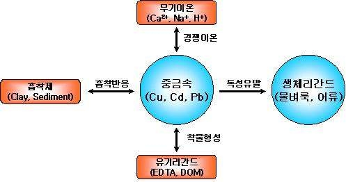 그림 2. 물리화학적 인자가 중금속의 독성에 미치는 영향