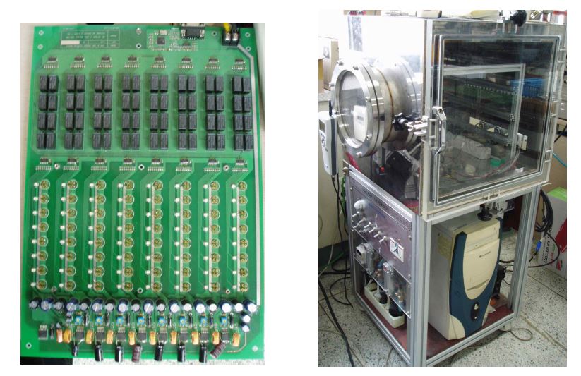 센서 sorting board 및 calibration chamber.