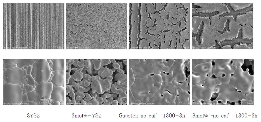 8YSZ 후막의 미세구조 사진.
