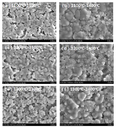 하소온도에 따른 8YSZ 후막의 미세구조
