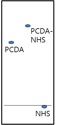 PCDA-NHS 반응 TLC Peak (Eluent EA:Hex=1:2)