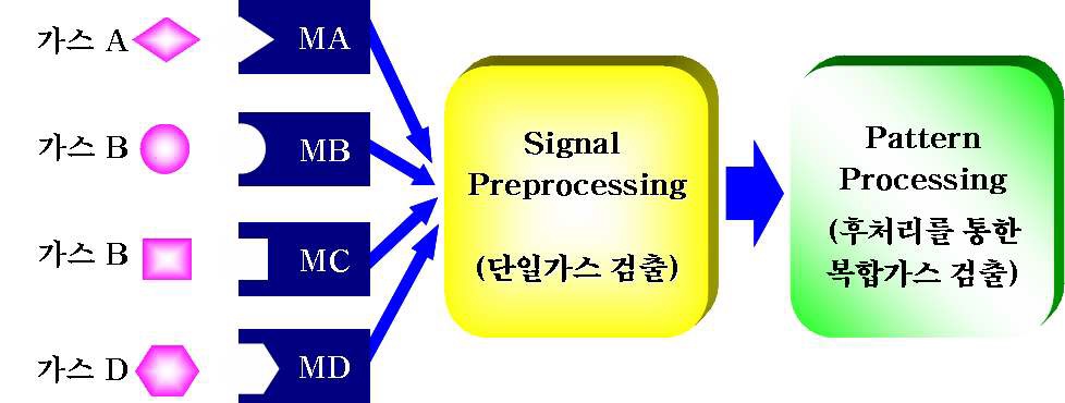 그림 1-2. 복합가스 신호처리 과정 모식도
