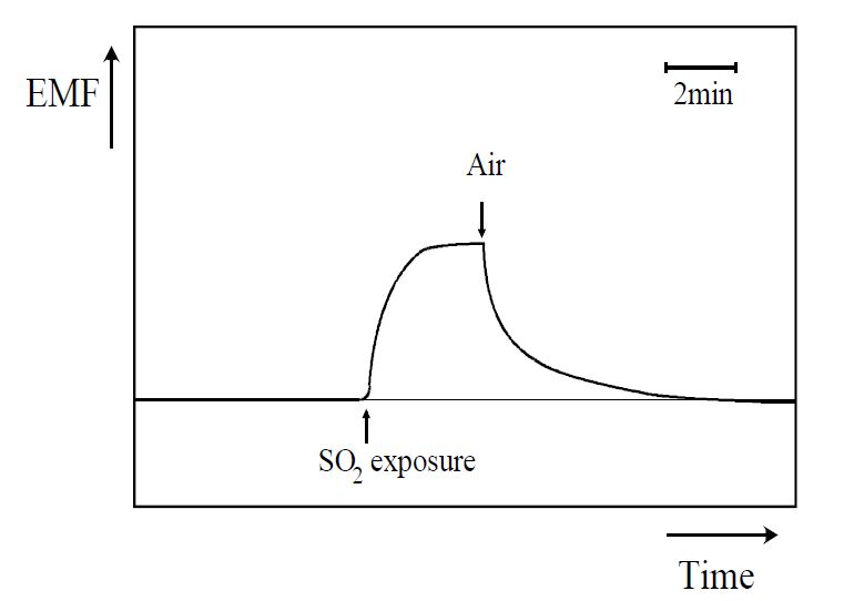 Figure 3-28 The sensor property when SO2 gas was exposed.