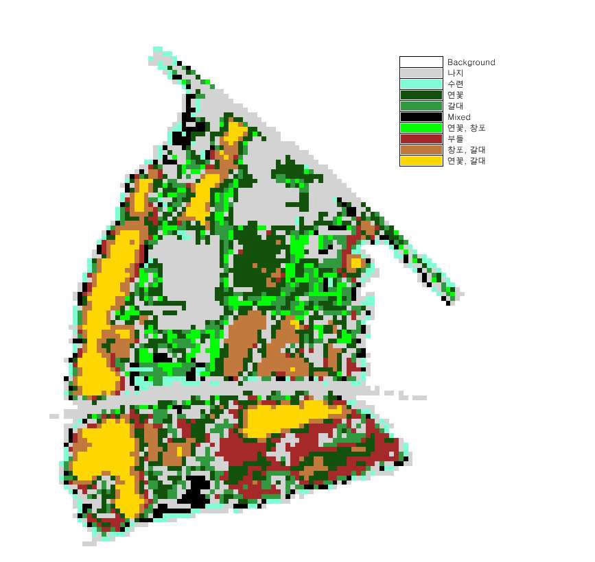 2011년 8월에 원격탐사로 얻어진 데이터(Rapideye satellite imagery)를 이용한 양수리 인근 초본식물의 2차 군집 분류