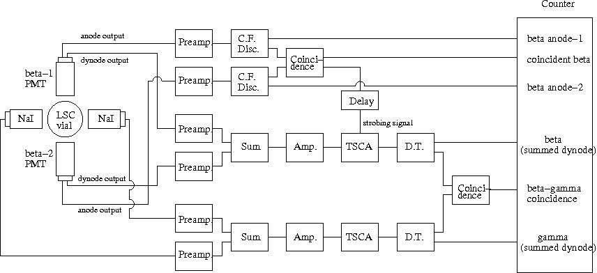 Electronic circuits for suppressing the noise in the low energy dynode spectrum.