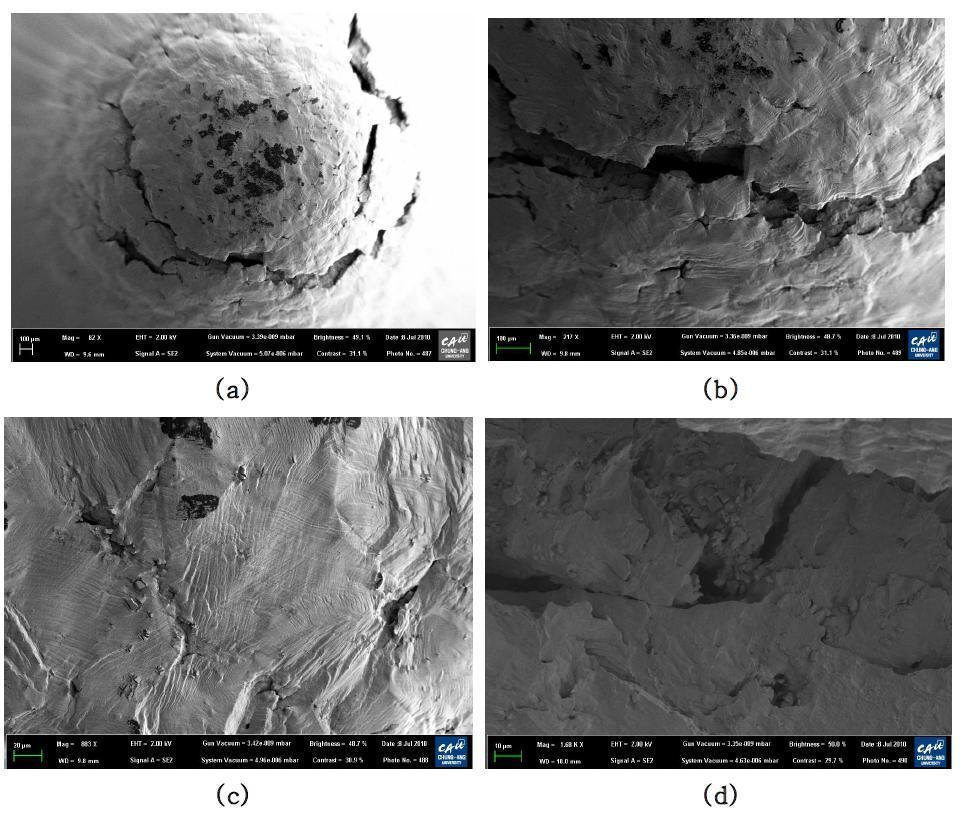 SEM images of specimen surface and its fracture surface after the small punch test for the as-received material